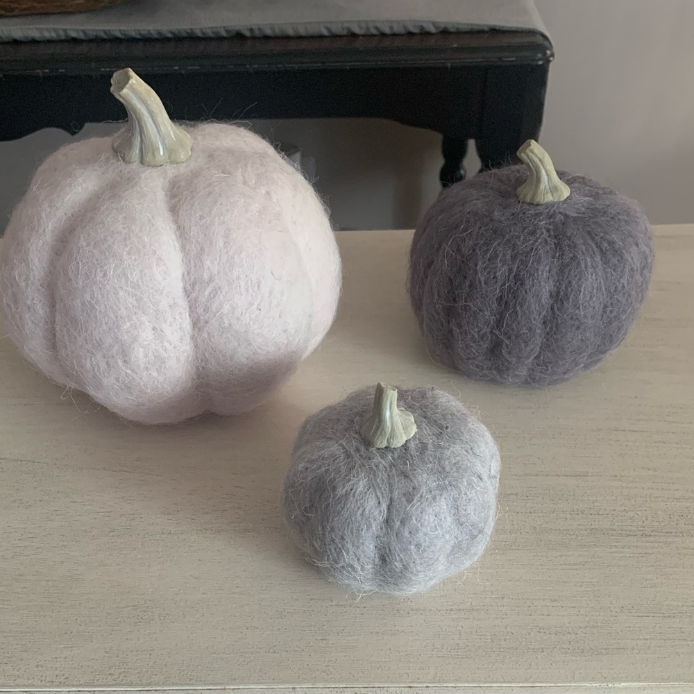 Felted wool pumpkins. Set of 3